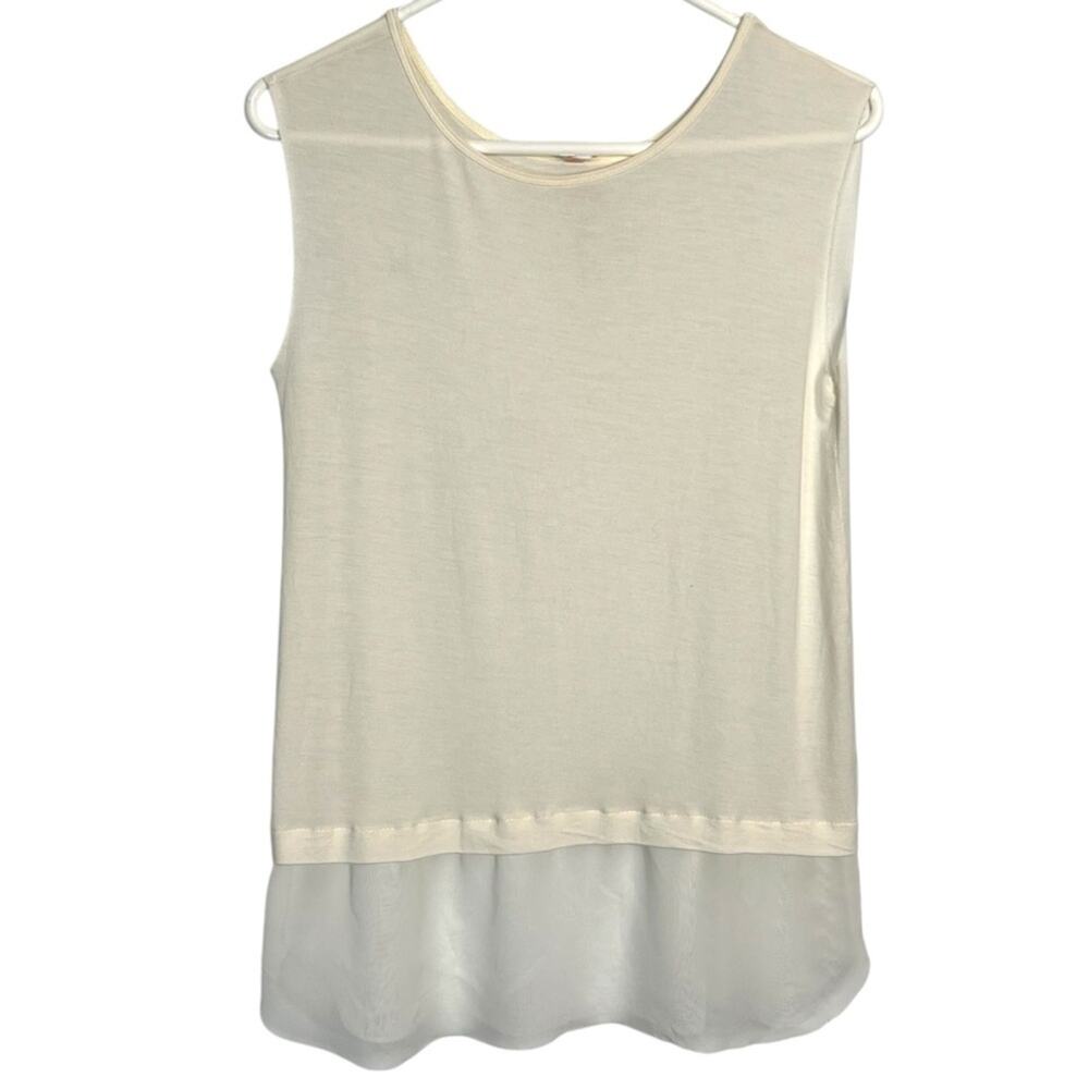 Bailey 44 Women’s Tank With Sheer Panel Detail Size Medium Cream/Ivory EUC